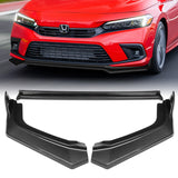 For 2022-2024 Honda Civic Sedan 11Th Carbon Look Front Bumper Splitter Spoiler Lip 3PCS