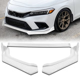 For 2022-2024 Honda Civic Sedan 11Th Painted White Front Bumper Splitter Spoiler Lip 3PCS