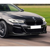 For 2021-2023 BMW 5-Series G30 M-Sport Painted Black Front Bumper Splitter Spoiler Lip 3PCS