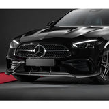 For 2022-2023 Mercedes C-Class W206 AMG Line Painted Black Front Bumper Splitter Spoiler Lip 3PCS