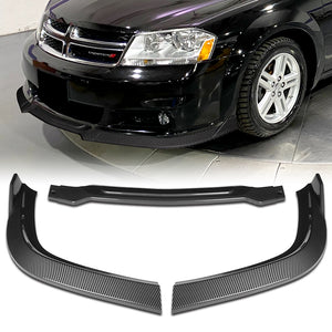 For 2011-2014 Dodge Avenger STP-Style Carbon Look Black Front Bumper Splitter Spoiler Lip 3PCS