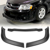 For 2011-2014 Dodge Avenger STP-Style Unpainted Matte Black Front Bumper Splitter Spoiler Lip 3PCS