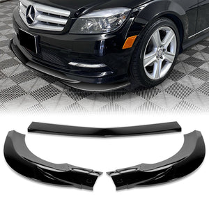 For 2008-2011 Mercedes C-Class Sport W204 Painted Black Front Bumper Splitter Spoiler Lip 3PCS