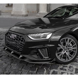 For 2020-2022 Audi A4 S4 B10 S-Line Painted Black Front Bumper Splitter Spoiler Lip 3PCS