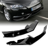 For 2004-2008 Mazda RX8 RX-8 MS-Style Painted Black Front Bumper Body Splitter Spoiler Lip 2PCS