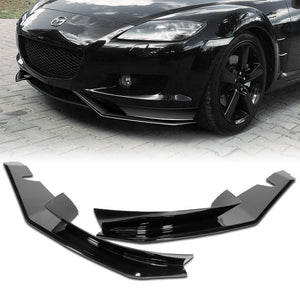 For 2004-2008 Mazda RX8 RX-8 MS-Style Painted Black Front Bumper Body Splitter Spoiler Lip 2PCS