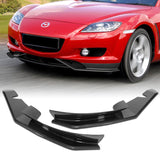 For 2004-2008 Mazda RX8 RX-8 MS-Style Carbon Look Front Bumper Body Splitter Spoiler Lip 2PCS