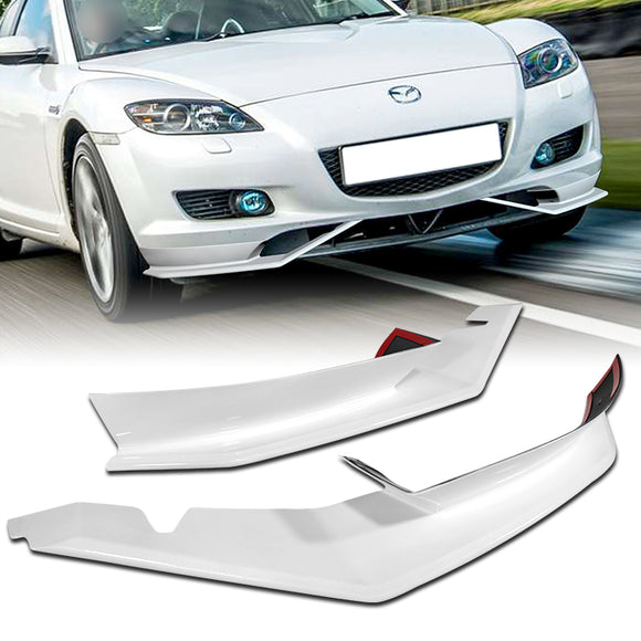 For 2004-2008 Mazda RX8 RX-8 MS-Style Painted White Front Bumper Body Splitter Spoiler Lip 2PCS