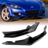 For 2004-2008 Mazda RX8 RX-8 MS-Style Unpainted Matte Black Front Bumper Body Splitter Spoiler Lip 2PCS