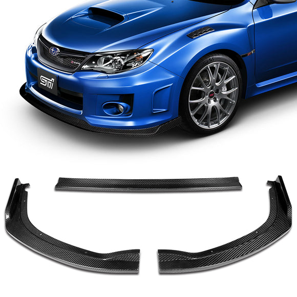 For 2011-2014 Subaru Impreza WRX STi CS2-Style Real Carbon Fiber Front Bumper Splitter Spoiler Lip 3PCS