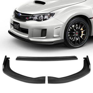 For 2011-2014 Subaru Impreza WRX STi CS2-Style Unpainted Matte Black Front Bumper Splitter Spoiler Lip 3PCS