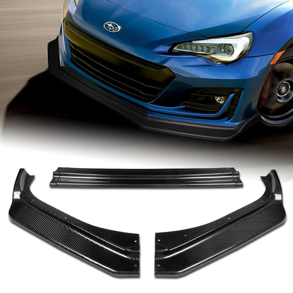 For 2017-2020 Subaru BRZ CS-Style Real Carbon Fiber Front Bumper Splitter Spoiler Lip 3PCS