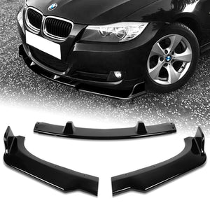 For 2009-2011 BMW E90 4DR Sedan 3-Series Painted Black Front Bumper Splitter Spoiler Lip 3PCS