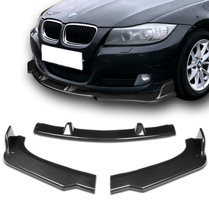 For 2009-2011 BMW E90 4DR Sedan 3-Series Carbon Look Style Front Bumper Splitter Spoiler Lip 3PCS