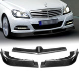 For 2012-2014 Mercedes C-Class W204 Carbon Look Style Front Bumper Splitter Spoiler Lip 3PCS