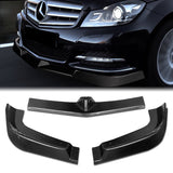 For 2012-2014 Mercedes C-Class W204 Real Carbon Fiber Front Bumper Splitter Spoiler Lip 3PCS