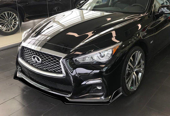 For 2018-2021 Infiniti Q50 Sport Painted Black Front Bumper Body Kit Lip 3PCS