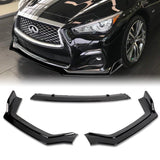 For 2018-2021 Infiniti Q50 Sport Painted Black Front Bumper Body Kit Lip 3PCS