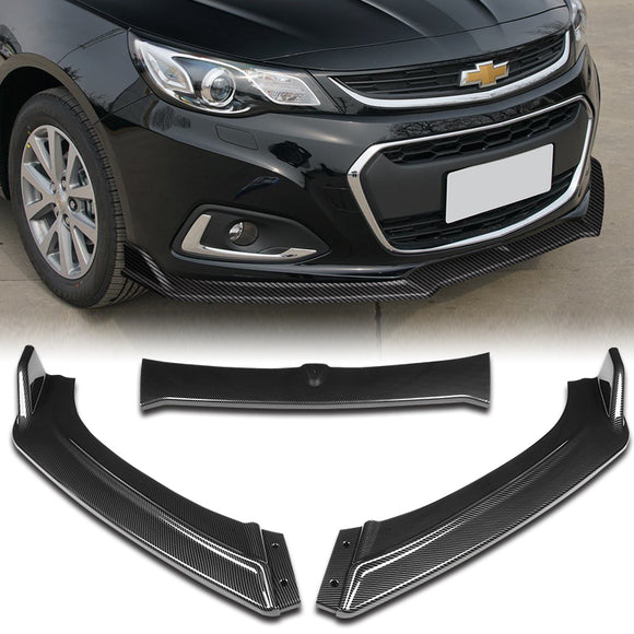 For 2013-2018 Chevrolet Malibu Carbon Look Style Front Bumper Splitter Spoiler Lip 3PCS