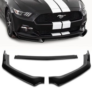 For 2018-2023 Ford Mustang Painted Black GT-Style Front Bumper Body Kit Spoiler Lip 3-PCS