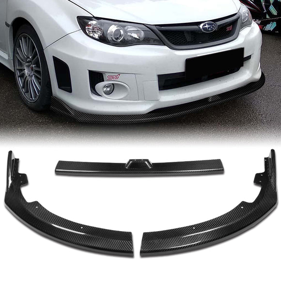 For 2008-2010 Subaru Impreza WRX STi CS2-Style Real Carbon Fiber Front Bumper Splitter Spoiler Lip 3PCS