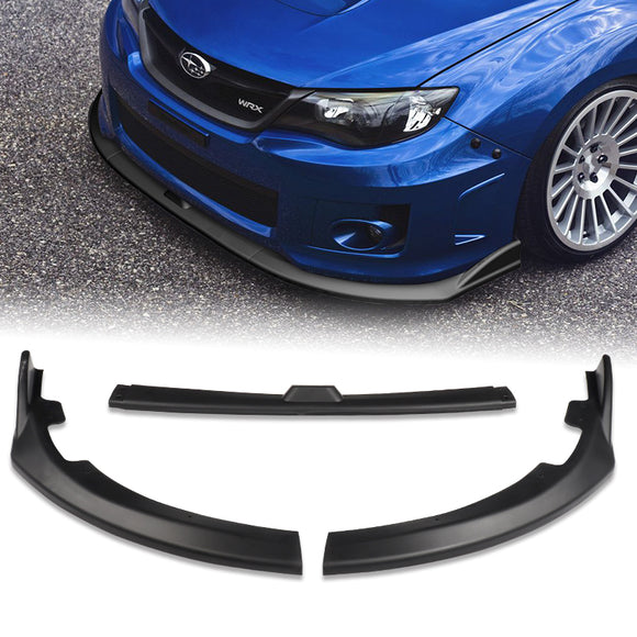 For 2008-2010 Subaru Impreza WRX STi CS2-Style Unpainted Matte Black Front Bumper Splitter Spoiler Lip 3PCS