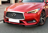 For 2017-2022 Infiniti Q60 Coupe 2DR Carbon Look Style Front Bumper Splitter Spoiler Lip 3PCS