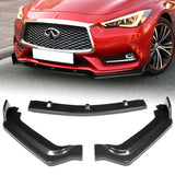 For 2017-2022 Infiniti Q60 Coupe 2DR Carbon Look Style Front Bumper Splitter Spoiler Lip 3PCS