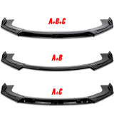 Universal Painted Black Configurable of up 3-Different Style Front Bumper Body Splitter Spoiler Lip 4PCS