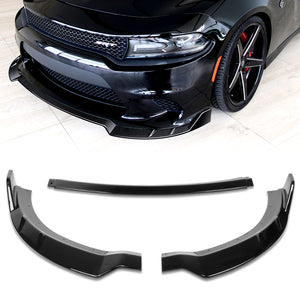 For 2015-2021 Dodge Charger RA-Style Painted Black Front Bumper Splitter Spoiler Lip 3PCS