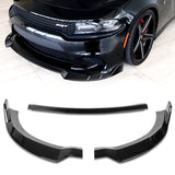 For 2015-2021 Dodge Charger RA-Style Painted Black Front Bumper Splitter Spoiler Lip 3PCS