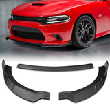 For 2015-2021 Dodge Charger RA-Style Unpainted Matte Black Front Bumper Splitter Spoiler Lip 3PCS