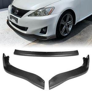 For 2011-2013 Lexus IS250 IS350 Real Carbon Fiber Front Bumper Body Splitter Spoiler Lip 3PCS