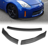 For 2006-2009 Nissan 350Z GT-Style Front Bumper Body Splitter Spoiler Lip 3PCS -Carbon Fiber Look