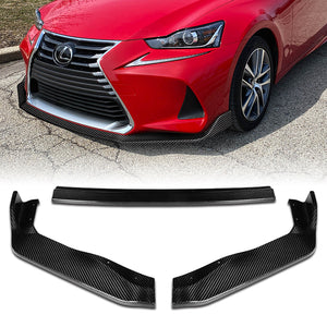 For 2017-2020 Lexus IS-Series AR-Style Real Carbon Fiber Front Bumper Body Splitter Spoiler Lip 3PCS