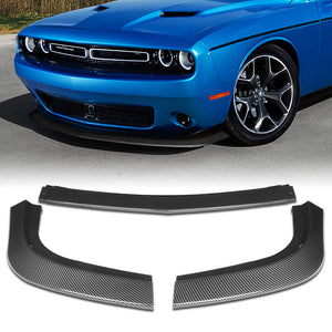 For 2015-2024 Dodge Challenger SXT Carbon Look Front Bumper Body Splitter Spoiler Lip 3PCS