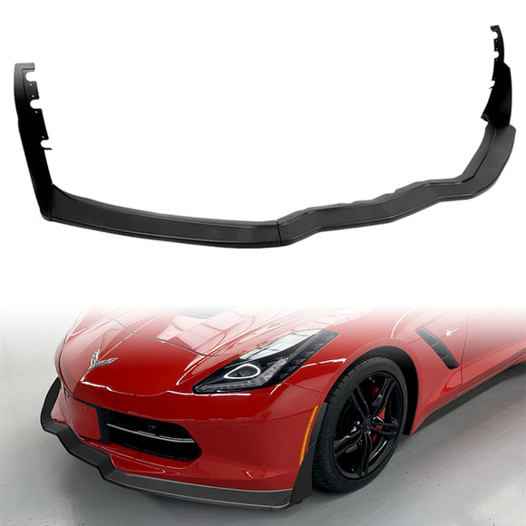 For 2014-2019 Chevrolet Corvette C7 Stage 3 Unpainted Matte Black Front Bumper Splitter Spoiler Lip 5PCS