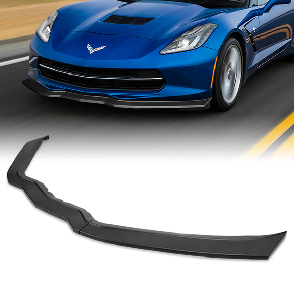 For 2014-2019 Chevrolet Corvette C7 Stage 2 Unpainted Matte Black Front Bumper Splitter Spoiler Lip 3PCS