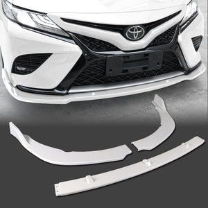 For 2018-2020 Toyota Camry Painted White Front Bumper Body Splitter Spoiler Lip 3PCS