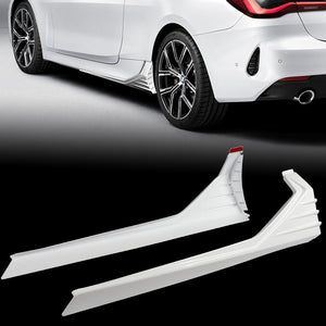 30.6" x 9.5" MP-Type Universal Painted White Side Skirt Rocker Splitters Diffuser Winglet