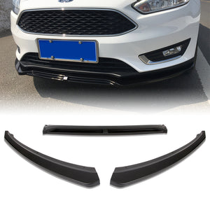 For 2012-2018 Ford Focus Unpainted Matte Black Front Bumper Body Splitter Spoiler Lip 3PCS