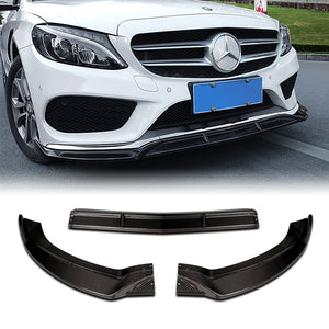 For 2015-2018 Mercedes-Benz W205 C-Class Real Carbon Front Bumper Body Splitter Spoiler Lip 3PCS