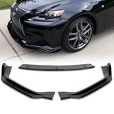 For 2014-2016 Lexus IS250 IS350 F-Sport JDM Painted Black Front Bumper Body Splitter Spoiler Lip 3PCS