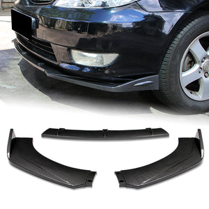 Universal Carbon Look Front Bumper Protector Body Kit Splitter Spoiler Lip 3-PCS