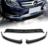 For 2015-2018 Mercedes W205 C-Class Carbon Look Front Bumper Body Splitter Spoiler Lip 3PCS