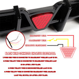 For 2018-2023 Kia Stinger Painted Black Rear Bumper Diffuser Lip W / LED Light