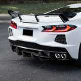 For 2020 - 2025 Chevrolet Corvette C8 Stingray  Rear Bumper Diffuser Fin Lip -Painted Black