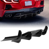 For 2020 - 2025 Chevrolet Corvette C8 Stingray  Rear Bumper Diffuser Fin Lip -Painted Black