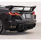 For 2020 - 2025 Chevrolet Corvette C8 Stingray  Rear Bumper Diffuser Fin Lip -Unpainted Matte Black