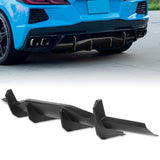 For 2020 - 2025 Chevrolet Corvette C8 Stingray  Rear Bumper Diffuser Fin Lip -Unpainted Matte Black